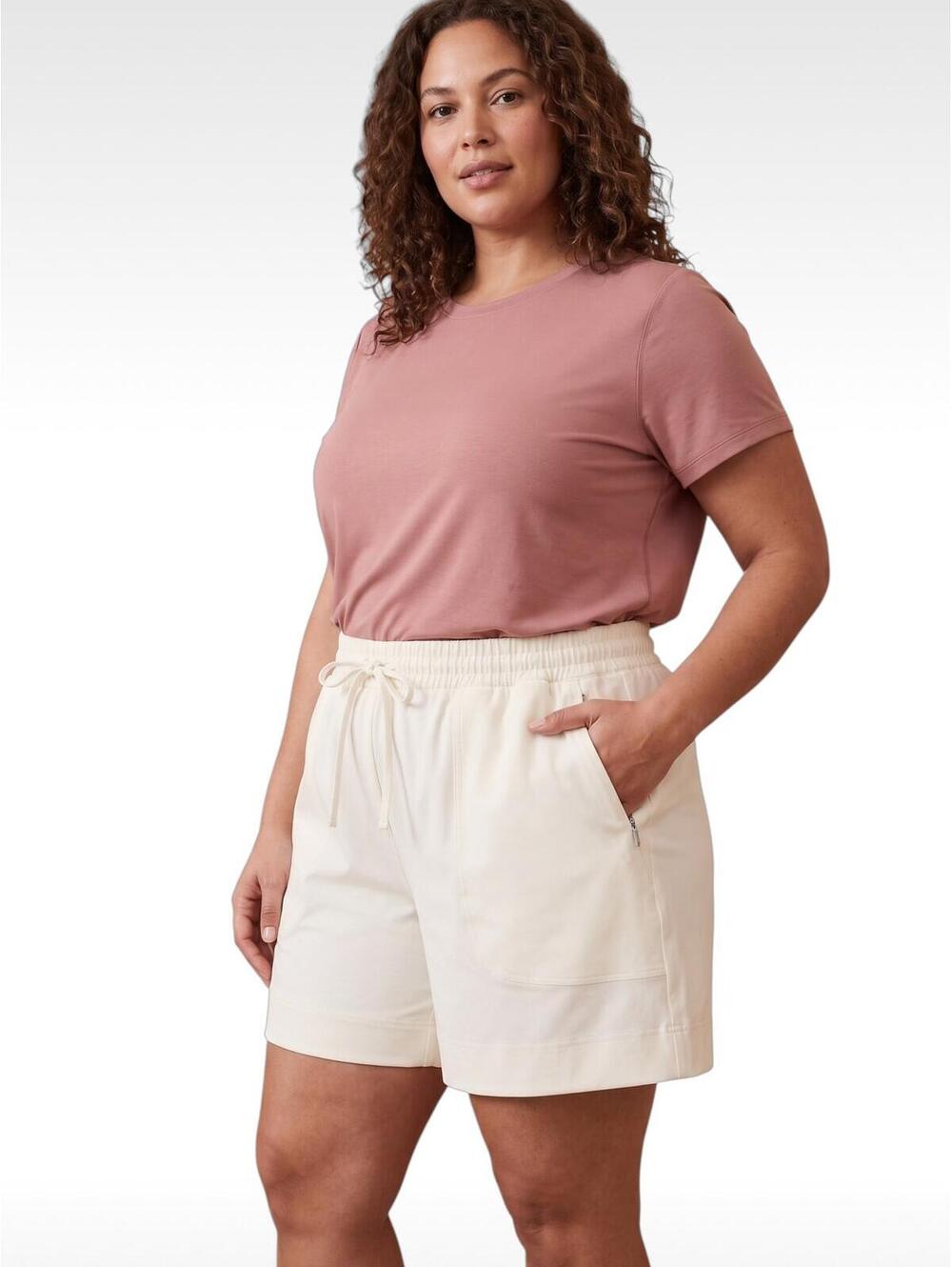 NWT Spanx Travel Gab Carryon Shorts Linen White XL Stretch Athleisure
